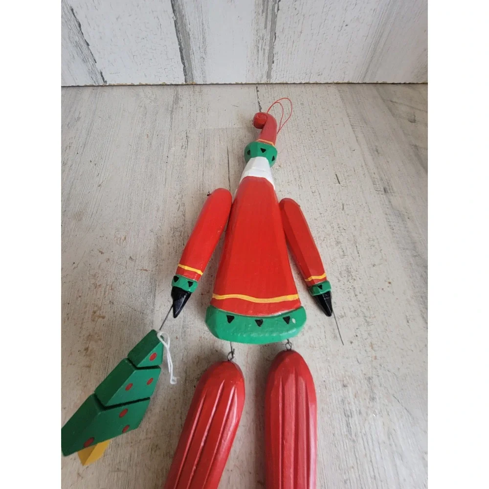 Vintage large wooden Santa Claus tree rustic folk art unique ornament home